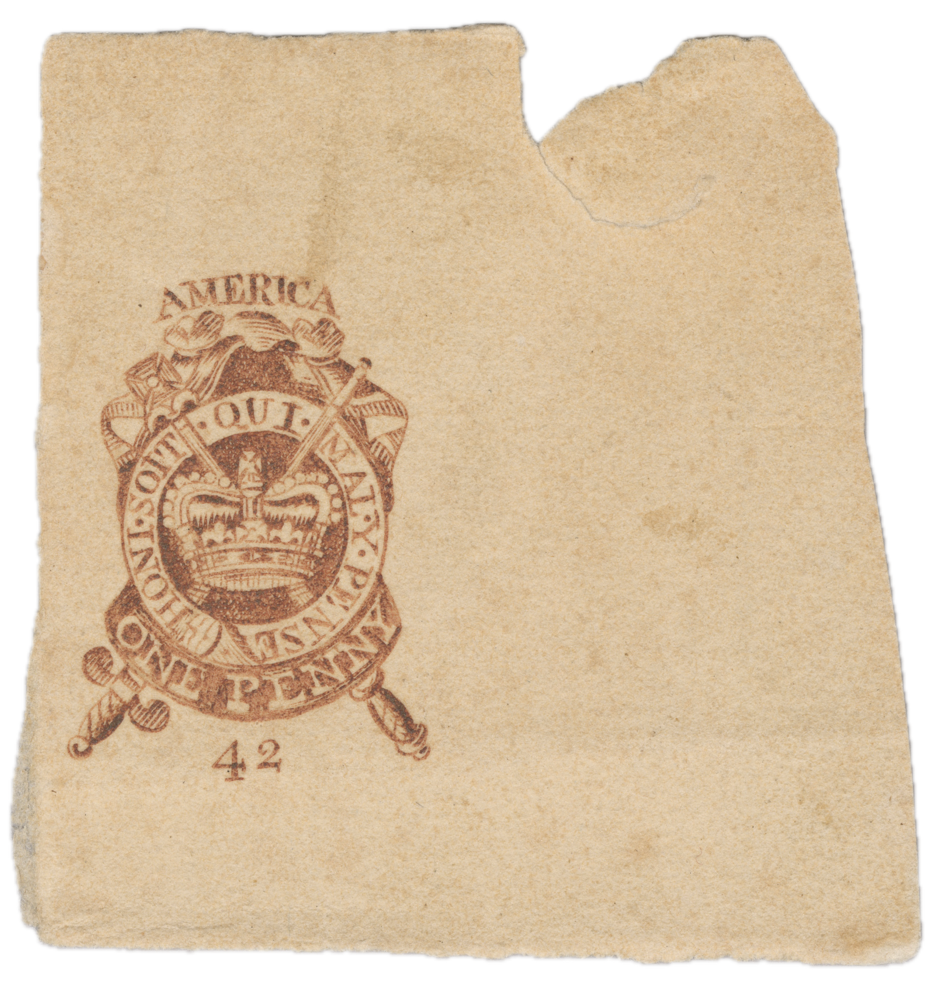 First stamp proof from the Stamp Act of 1765